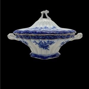 Stanley Pottery Touraine Tureen with Matching Lid Large Blue/White